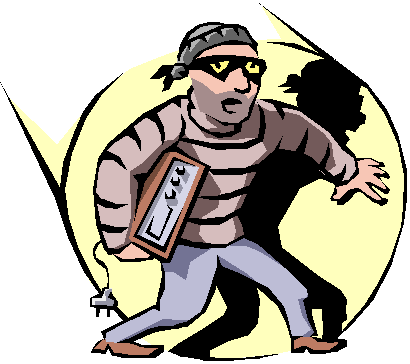 Cartoon of a thief caught in a spot light