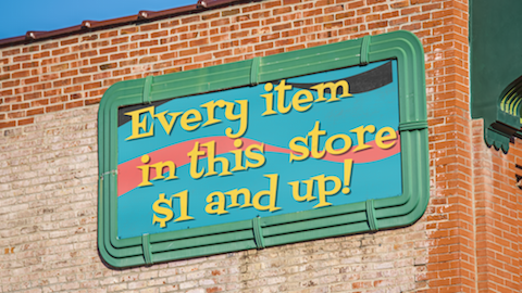 $1-and-Up retail advertising sign